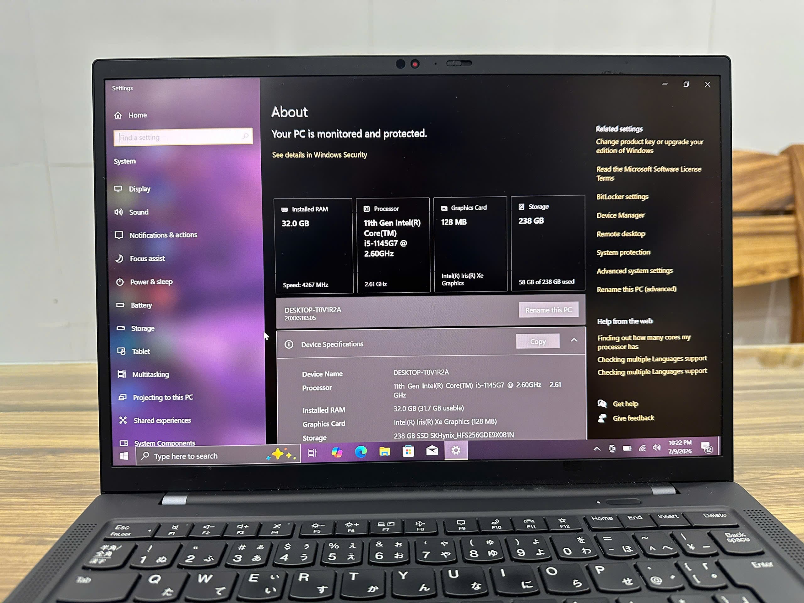 Lenovo ThinkPad X1 Carbon Gen 9 Core I5-11th thumbnail 2
